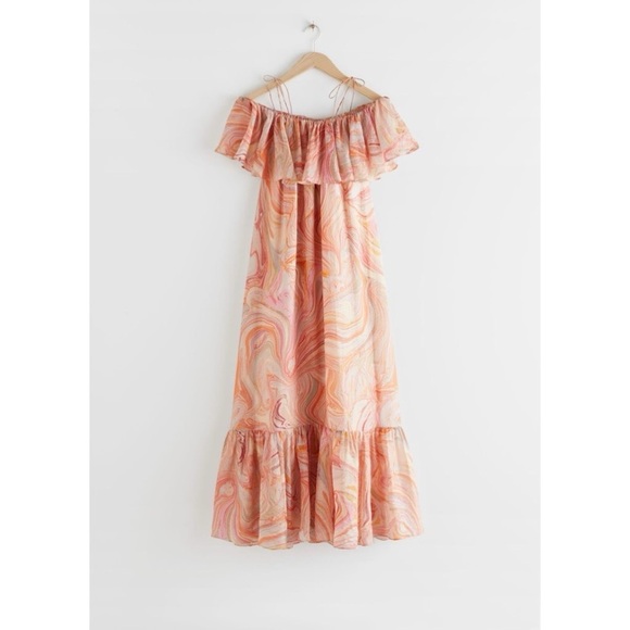 & OTHER STORIES Dress Voluminous Tiered Maxi Marble 10 - Picture 2 of 9